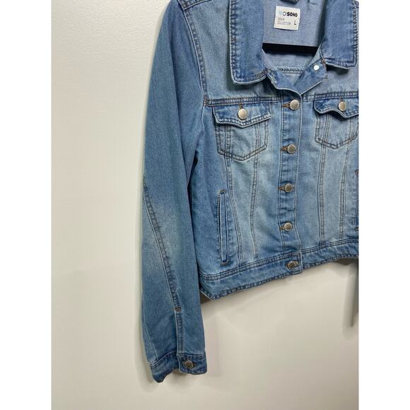 Cisono Denim Collection Jacket Button Front Long Sleeve Blue Womens Size Large - Picture 2 of 9